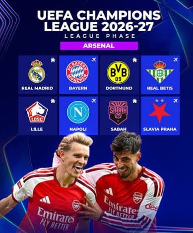 Champions League Draw 2026/27: Arsenal Face Real Madrid and Bayern as Man City Get Barcelona & PSG